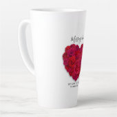 Red Rose Heart Romantic Floral Custom Text カフェラテマグ (左アングル)