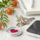 Red Rose Heart Romantic Floral Custom Text キーホルダー (側面)