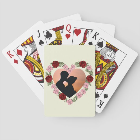 Red Rose Heart Silhouette Personalized Playing Car トランプ (裏面)