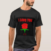 Red Rose I Love You Men's Black T Shirt Tシャツ (正面)
