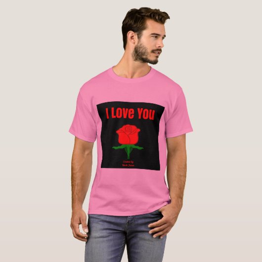 Red Rose I Love You Men's Pink Tシャツ (正面フル)