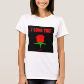 Red Rose I Love You Women's White Basic T-Shirt Tシャツ (正面)