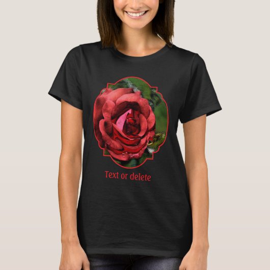 Red Rose In Bloom Abstract Art Tシャツ (正面)