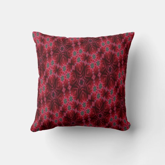 Red Rose Kaleidoscope Floral Pattern クッション (裏面)