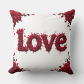 Red Rose LOVE Pillow Romantic Valentine's Day Gift クッション (正面)