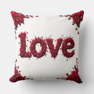 Red Rose LOVE Pillow Romantic Valentine's Day Gift クッション