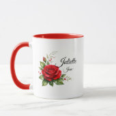 Red Rose Monogram Mug – June Birth Flower マグカップ (左)