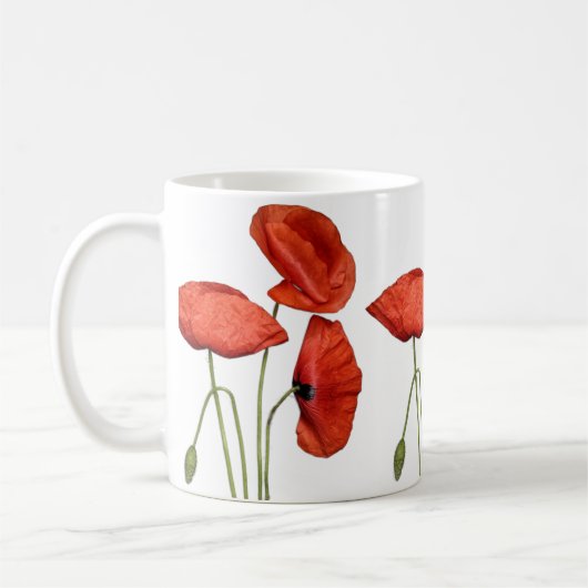 „Red Rose Mug – Elegant Floral Coffee Cup“ コーヒーマグカップ (左)