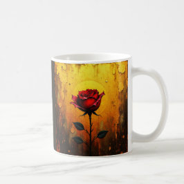 Red Rose on Gold コーヒーマグカップ