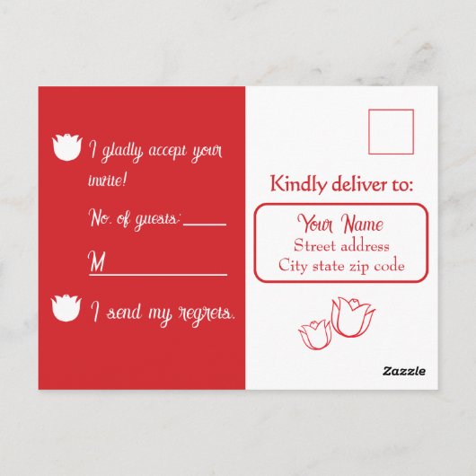 Red Rose Party Response Postcard ポストカード (裏面)