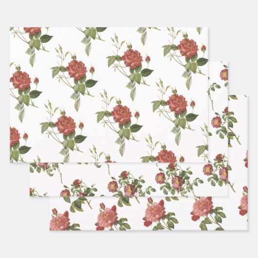 Red Rose Pattern ラッピングペーパーシート (セット)