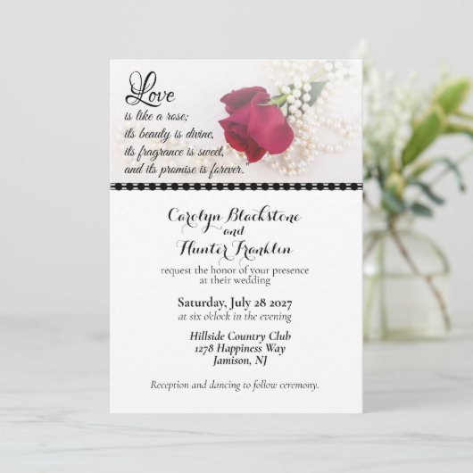 Red Rose & Pearls Wedding 招待状 (スタンド正面)