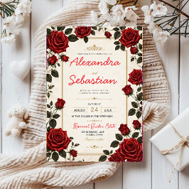 Red Rose Romantic Floral Elegant Rose Garden アクリル招待状