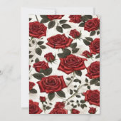 Red Rose Romantic Floral Elegant Rose Garden 招待状 (裏面)