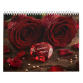 Red Rose Romantic Valentine Couple 2026 Desk カレンダー (カバー)