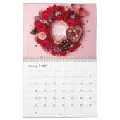 Red Rose Romantic Valentine Couple 2026 Desk カレンダー (1月 2027)