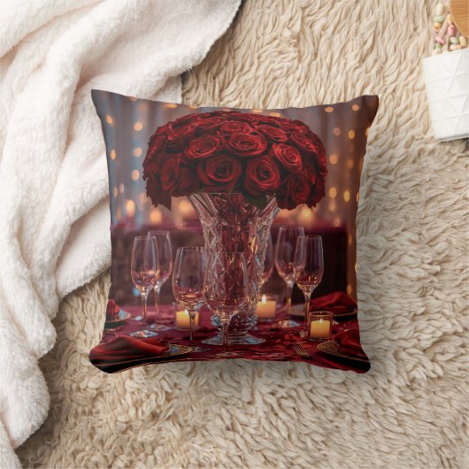 Red Rose Romantic Valentine Decorative Sofa Pillow クッション (ブランケット)