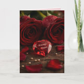  Red Rose Romantic Valentine Love Greeting Card カード (正面)