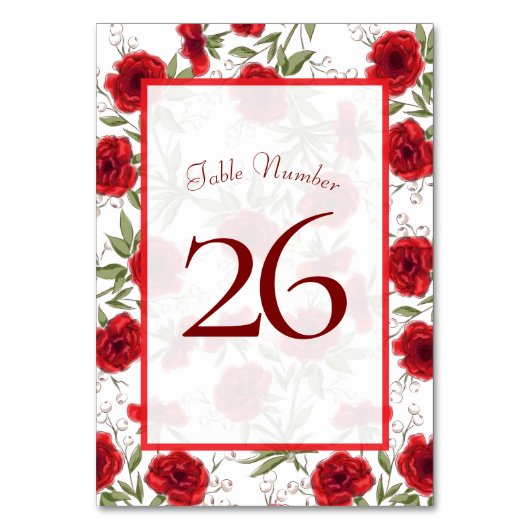 Red Rose Romantic Wedding テーブルナンバー (裏面)