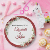 Red Rose Romantic Wedding ペーパープレート (パーティー)