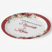 Red Rose Romantic Wedding ペーパープレート (アングル)