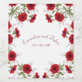 Red Rose Romantic Wedding ワインラベル (シングルラベル)