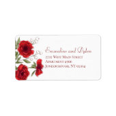 Red Rose Romantic Wedding Address Labels ラベル (正面)