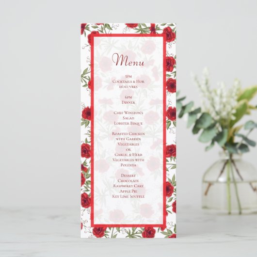 Red Rose Romantic Wedding Menus メニュー (スタンド正面)