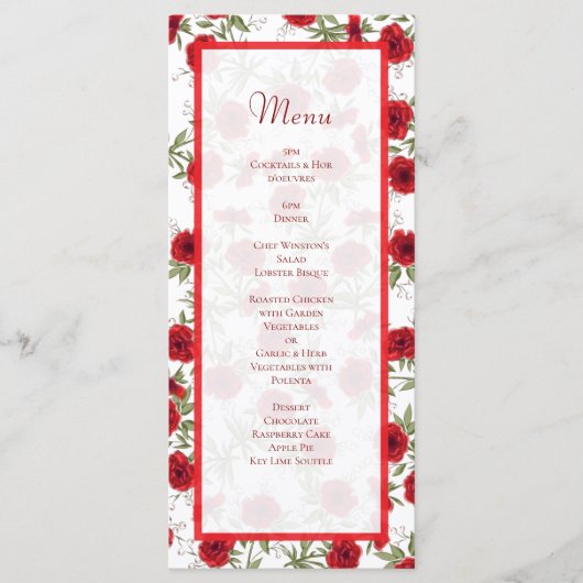 Red Rose Romantic Wedding Menus メニュー (正面)