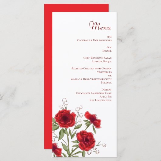 Red Rose Romantic Wedding Menus メニュー (正面/裏面)