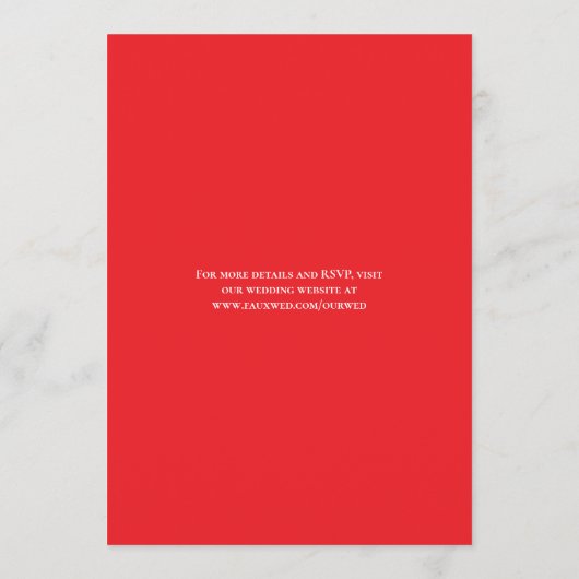 Red Rose Romantic Wedding Save the Date 招待状 (裏面)