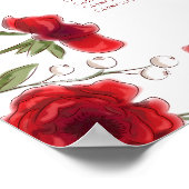 Red Rose Romantic Wedding Seating Chart ポスター (角)