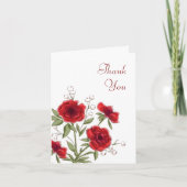 Red Rose Romantic Wedding Thank You Cards 招待状 (正面)