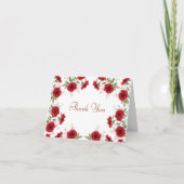 Red Rose Romantic Wedding Thank You Note Card 招待状 (正面)