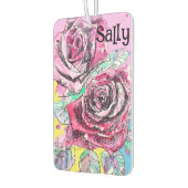 Red Rose Roses Watercolour Floral Flowers Flower カーエアーフレッシュナー (左)