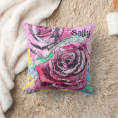 Red Rose Roses Watercolour Floral Flowers Flower クッション (ブランケット)