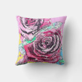 Red Rose Roses Watercolour Floral Flowers Flower クッション (裏面)