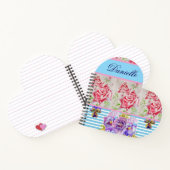 Red Rose Shabby Chic Watercolor Roses Pink Blue ノートブック (内部)