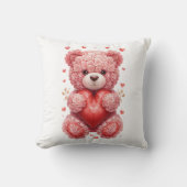 “Red Rose Teddy Bear – Cute Valentine Gift for Her クッション (正面)