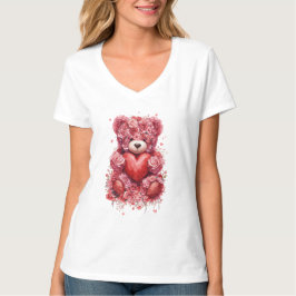“Red Rose Teddy Bear – Cute Valentine Gift for Her Tシャツ