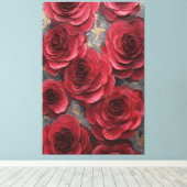 Red Rose Texture Abstract Wall Art キャンバスプリント (インサイチュ (ウッドフロア))