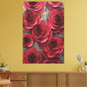 Red Rose Texture Abstract Wall Art キャンバスプリント (インサイチュ (リビング))