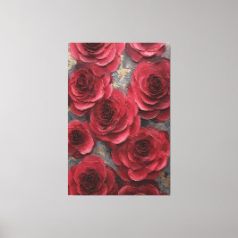 Red Rose Texture Abstract Wall Art キャンバスプリント