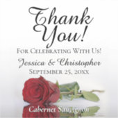 Red Rose Thank You Wedding Mini Bottle Label シール (正面)