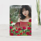 Red Rose Valentine Custom Text I Love You カード (正面)