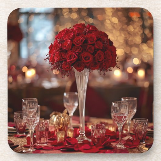 Red Rose Valentine Romantic Aesthetic Coaster Set コースター (正面)