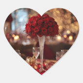 Red Rose Valentine Romantic Aesthetic Love St ハートシール (正面)