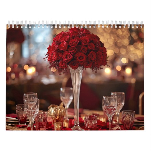 Red Rose Valentine Romantic Wall Desk   カレンダー (カバー)