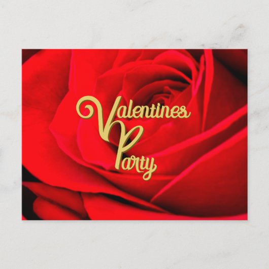 Red Rose Valentines Party Postcard ポストカード (正面)