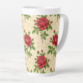 Red rose vintage pattern カフェラテマグ (右アングル)